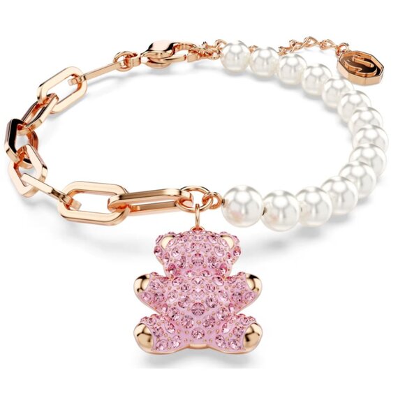 Swarovski Jewelry - Swarovski NWT Teddy Bracelet | Crystal Pearl, Bear, Pink, Rose Gold Tone Plated